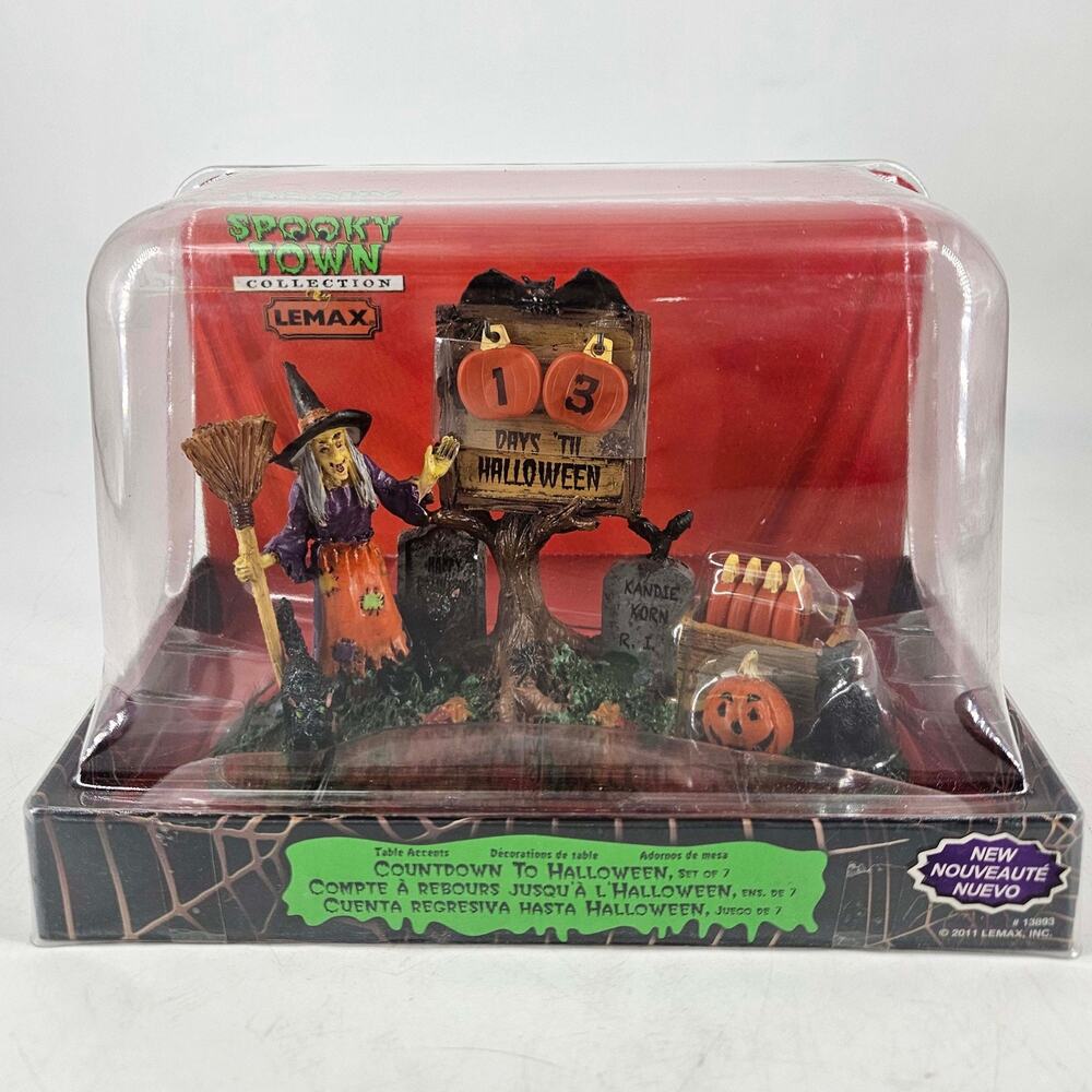 Lemax Spooky Town Countdown To Halloween Pumpkin Witch Cats New